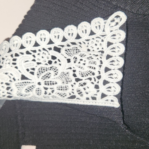 Nannette Black Midi Tiered Dress with White Lace Collar sz XL - Picture 4 of 11